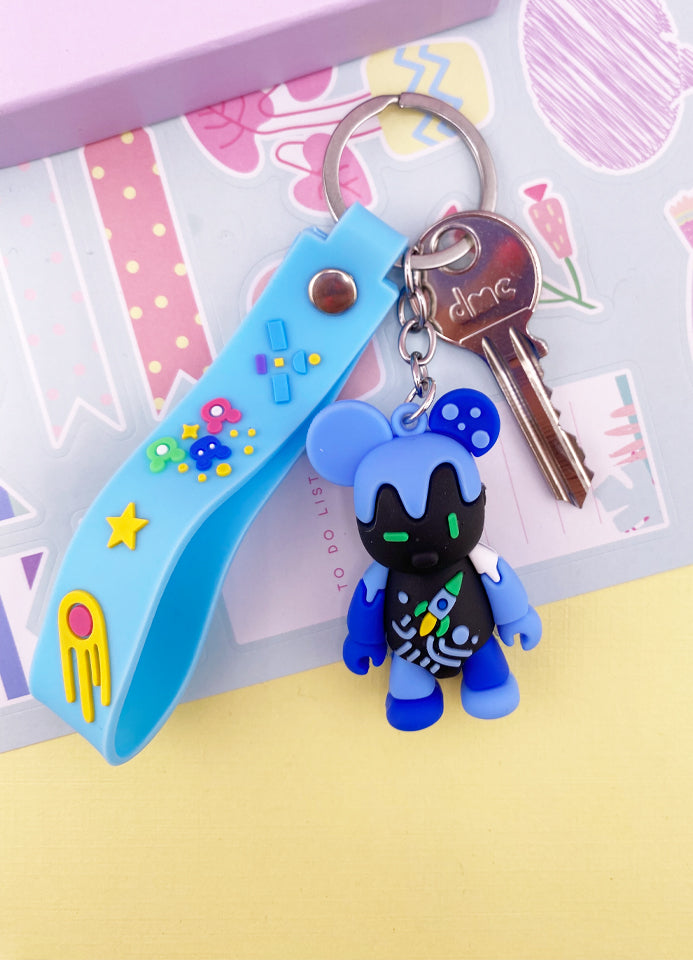 PORTE-CLES ASTRO OURS BLEU