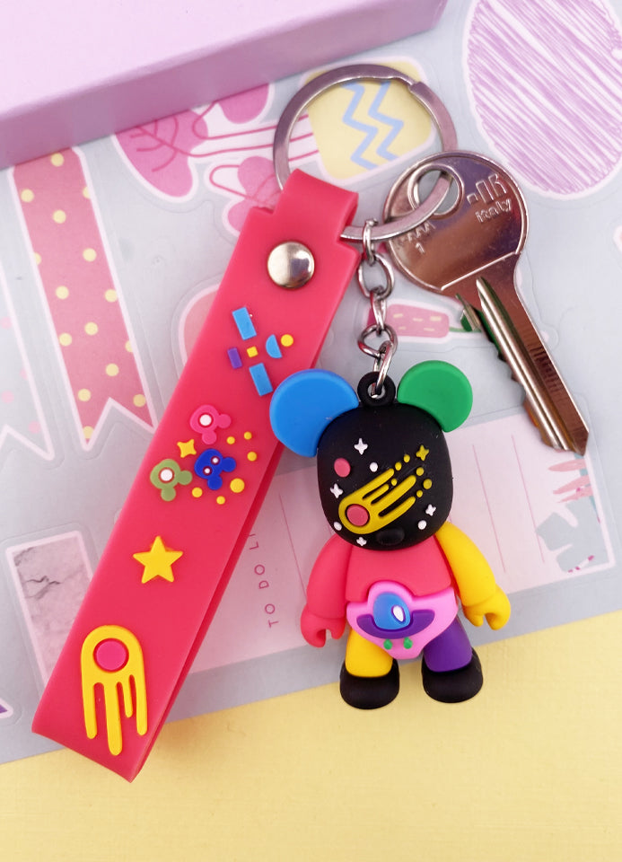 PORTE-CLES ASTRO OURS MULTICOULEURS