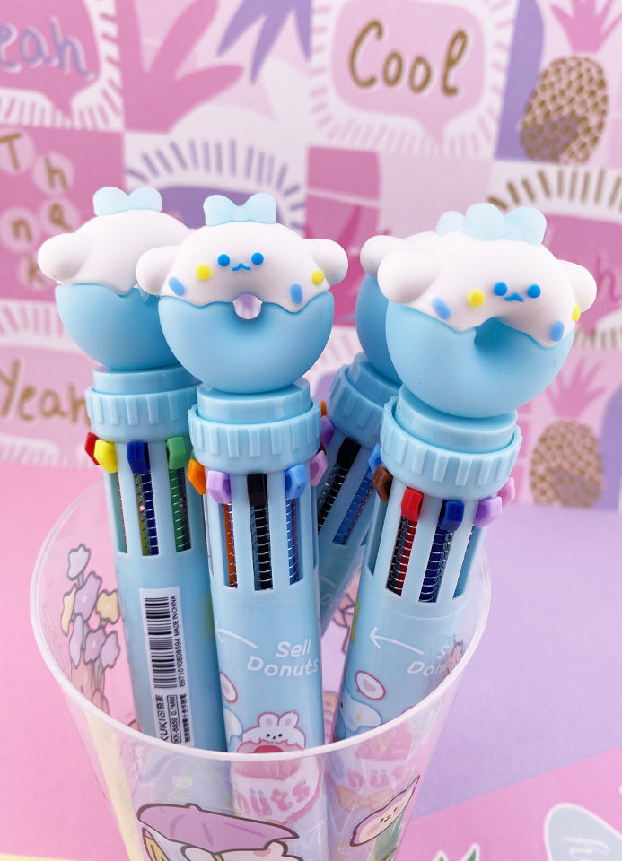 STYLO 10 COULEURS : DONUTS BLEU