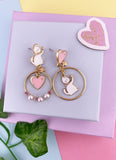 BOUCLES D'OREILLES DUO : CHAT & COEUR