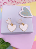 BOUCLES D'OREILLES DUO DE COEURS : BLANC