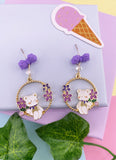 BOUCLES D'OREILLES L'OURSON ET SES VIOLETTES