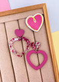 BOUCLES D'OREILLES DUO : COEUR VIOLET