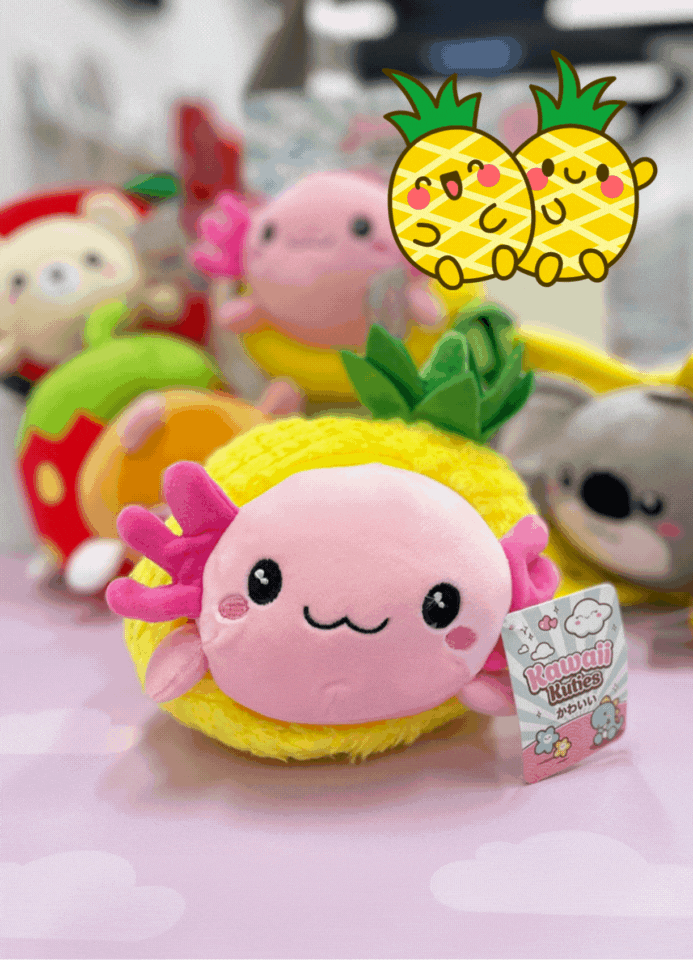 PELUCHE KAWAII AXOLOTL ANANAS 24CM
