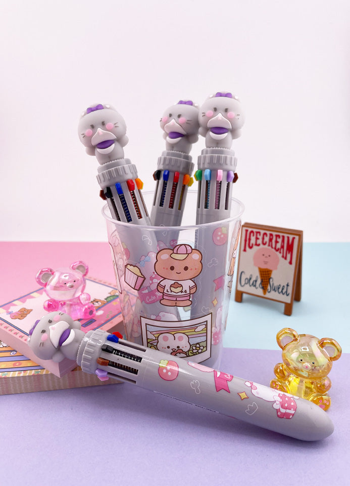 STYLO KAWAII 10 COULEURS CUTE MEOW GRIS