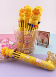 STYLO KAWAII 10 COULEURS PATTE DE CHAT JAUNE