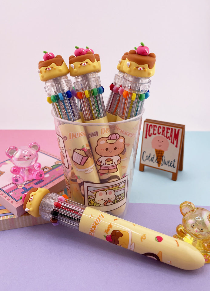 STYLO KAWAII 10 COULEURS DESSERT PUDDING