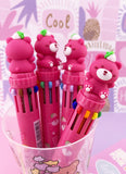 STYLO 10 COULEURS : STRAWBERRY BEAR FUSHIA