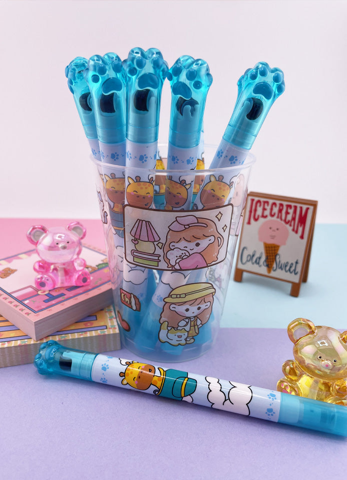 SURLIGNEUR ET TAMPON KAWAII GIRAFE BLEU