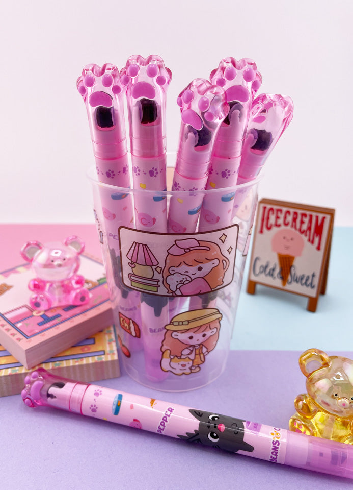 SURLIGNEUR ET TAMPON KAWAII PEPPER LE CHAT VIOLET