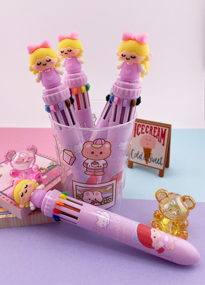STYLO KAWAII 10 COULEURS LITTLE GIRL VIOLET